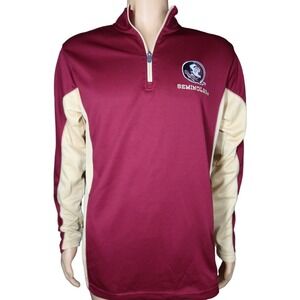 FSU Florida State University Seminoles Burgundy 1/4 Zip Pullover Sz‎ M Russell